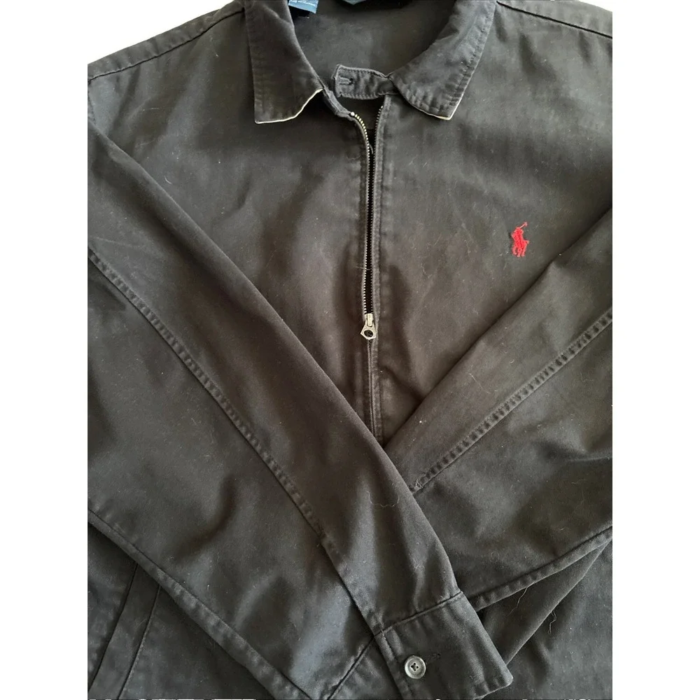 Polo Ralph Laure Black Cotton Vtg 90's Bomber XXL